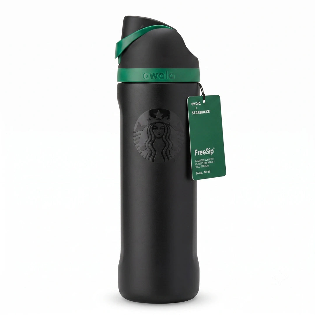 Starbucks x Owala FreeSip Black Insulated Water Bottle – 24 fl oz Stainless Steel Tumbler