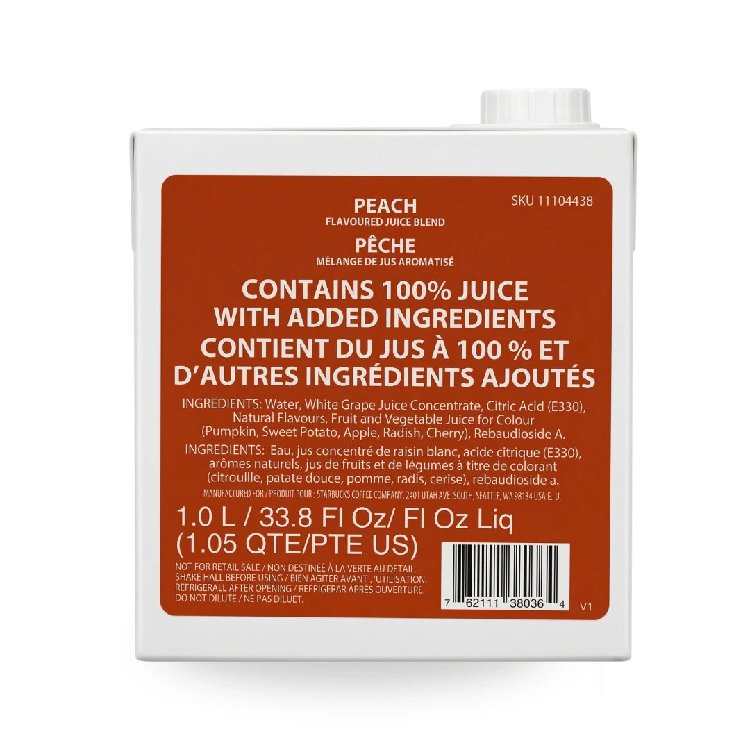 Starbucks Peach Juice Blend – 1L (33.8 fl oz) - BB JUNE 2026