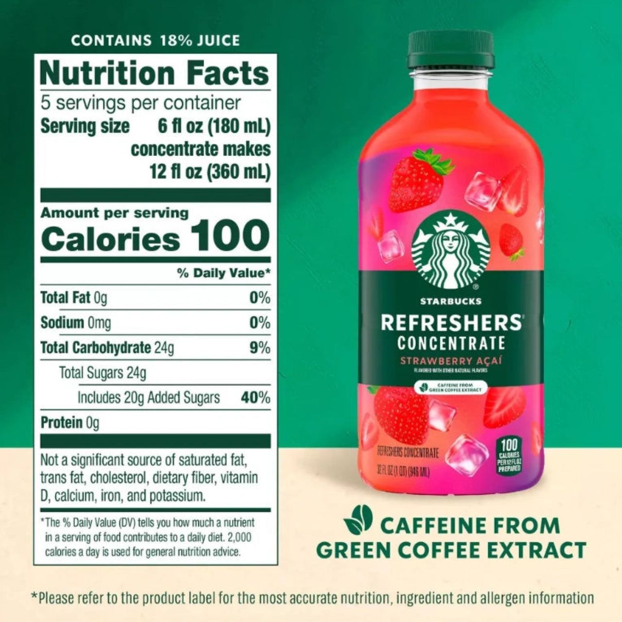 Starbucks Strawberry Açaí Refreshers Concentrate FRESH – 32 fl oz