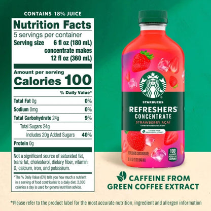 Starbucks Strawberry Açaí Refreshers Concentrate FRESH – 32 fl oz