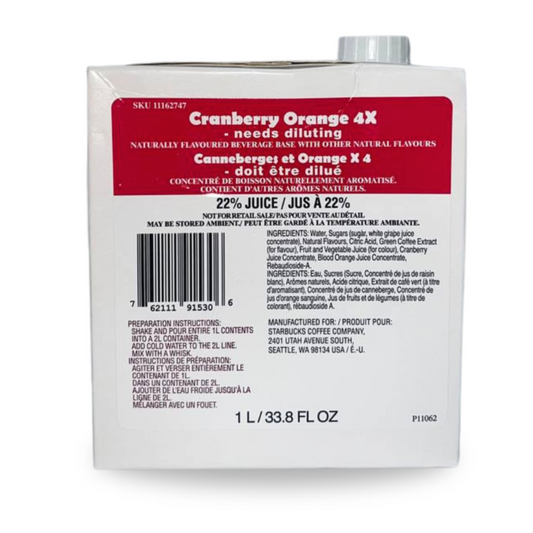 Starbucks Cranberry Orange Refresher Base 4X Concentrate (1L)