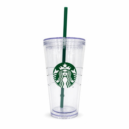 Starbucks Clear Reusable Cold Cup Tumbler with Green Straw – 16 oz