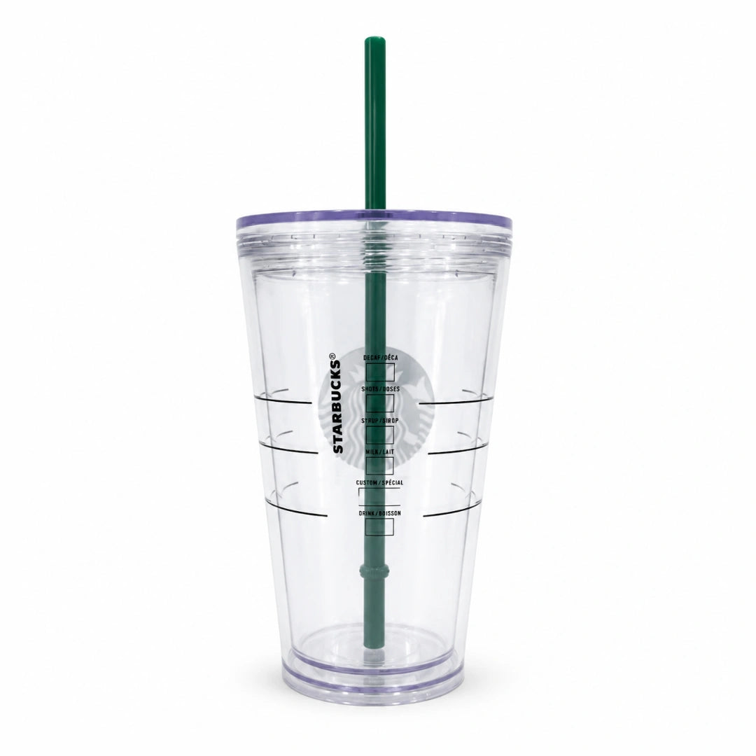 Starbucks Clear Reusable Cold Cup Tumbler with Green Straw – 16 oz