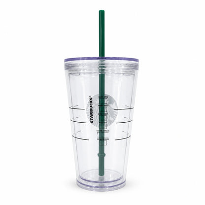 Starbucks Clear Reusable Cold Cup Tumbler with Green Straw – 16 oz