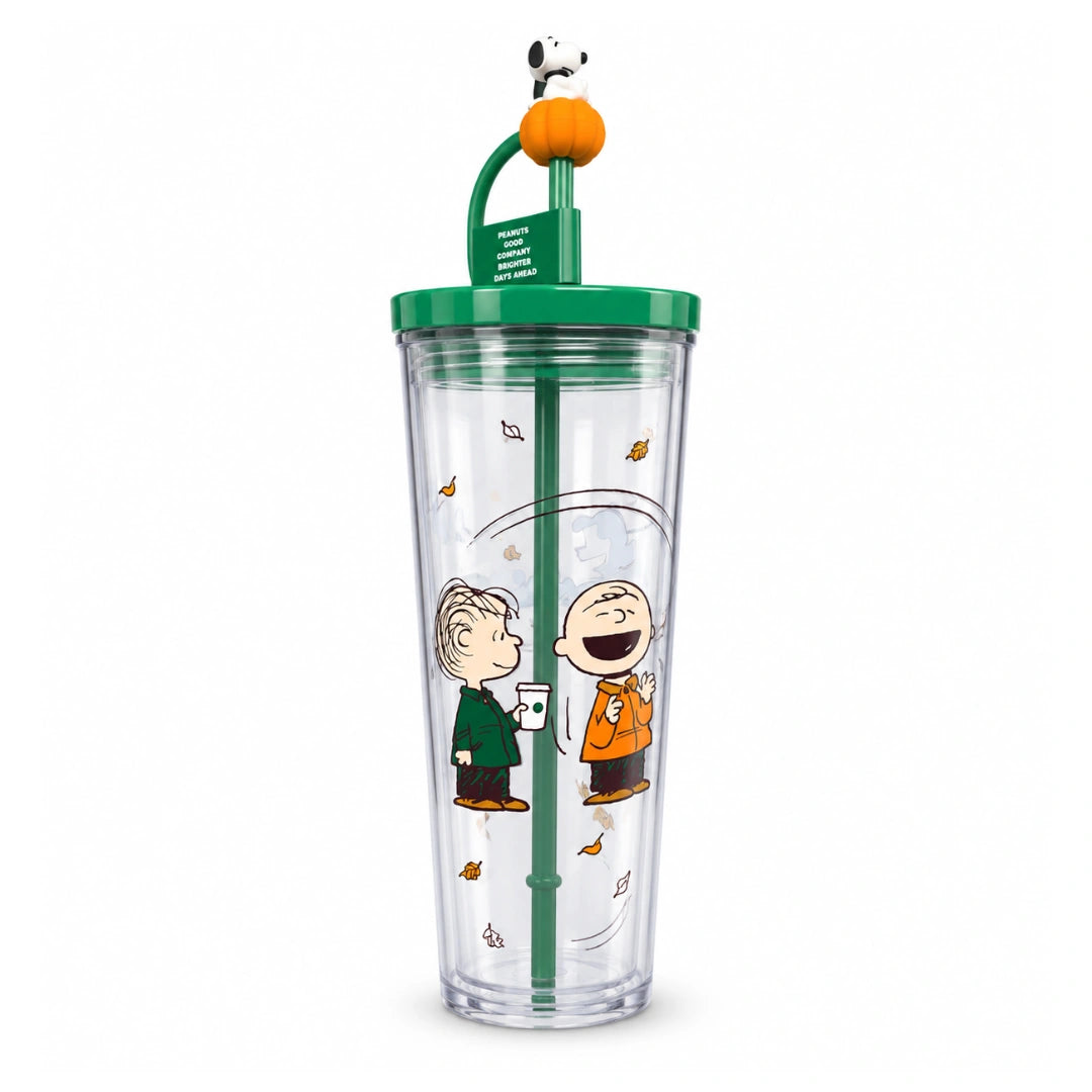 Peanuts x Starbucks Charlie Brown & Linus Cold Cup with Pumpkin Topper – 24 oz