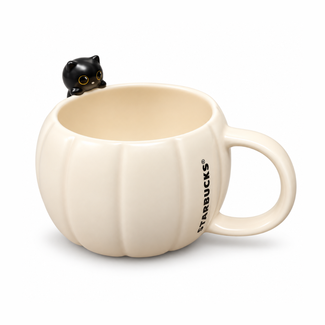 Starbucks Black Cat Pumpkin Ceramic Mug – Cream