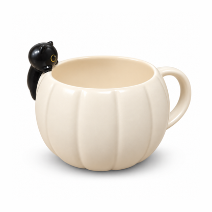 Starbucks Black Cat Pumpkin Ceramic Mug – Cream