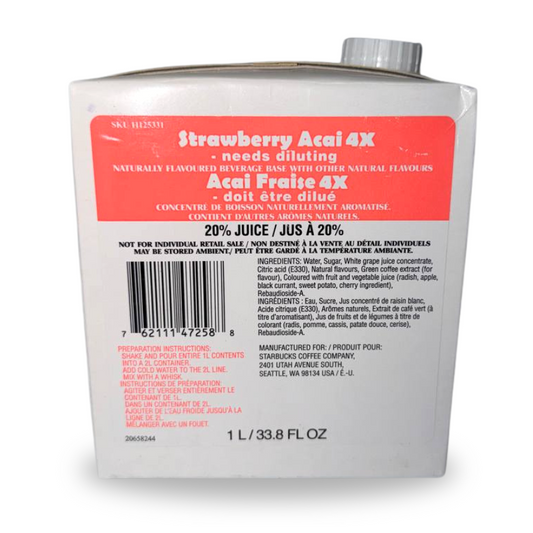 Starbucks Strawberry Acai Refresher Concentrate JAN 2026