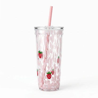 Starbucks Pink Strawberry Glass Cold Cup with Straw – 24 fl oz (710ml)