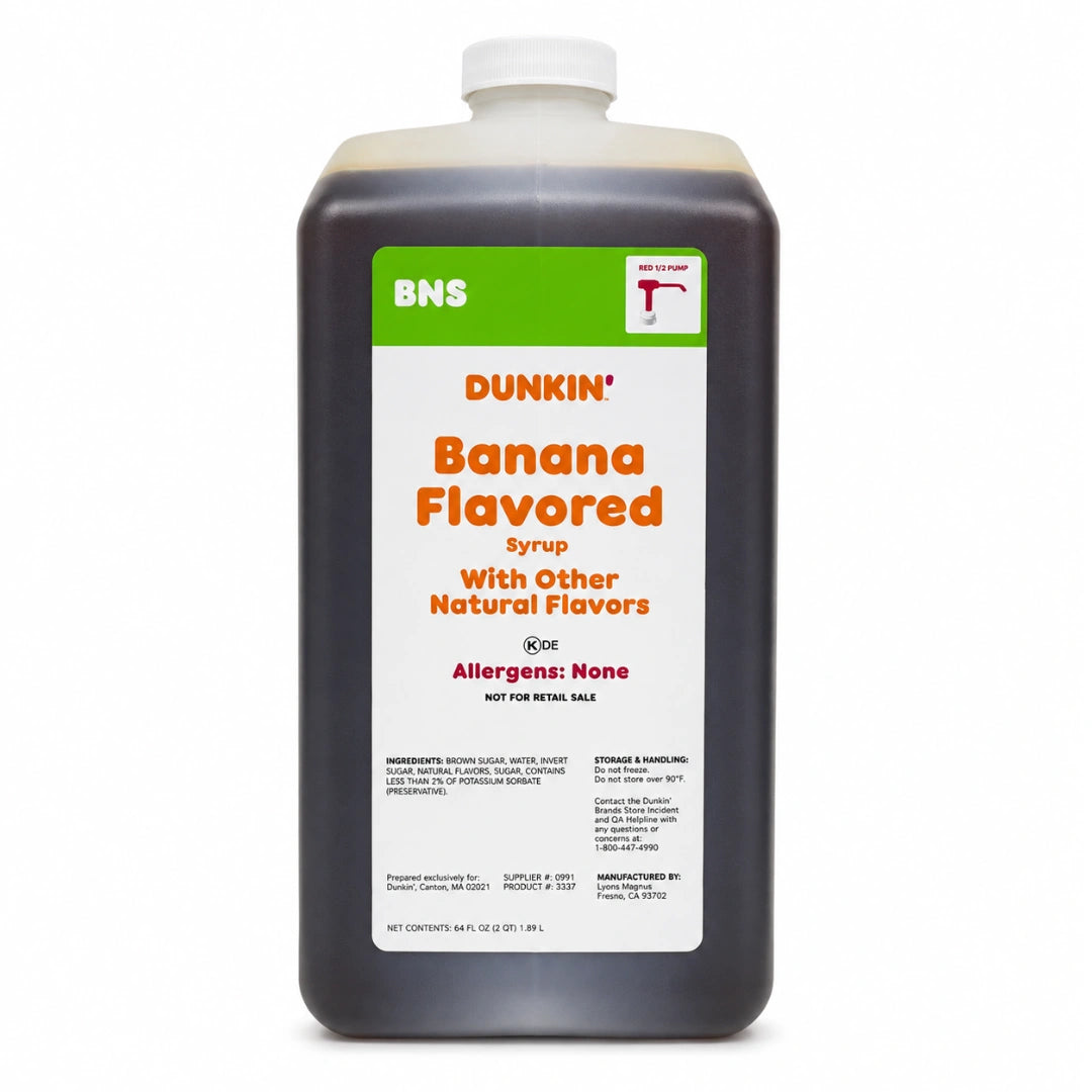 Dunkin' Banana Flavored Syrup FRESH – 64 fl oz (1.89L)