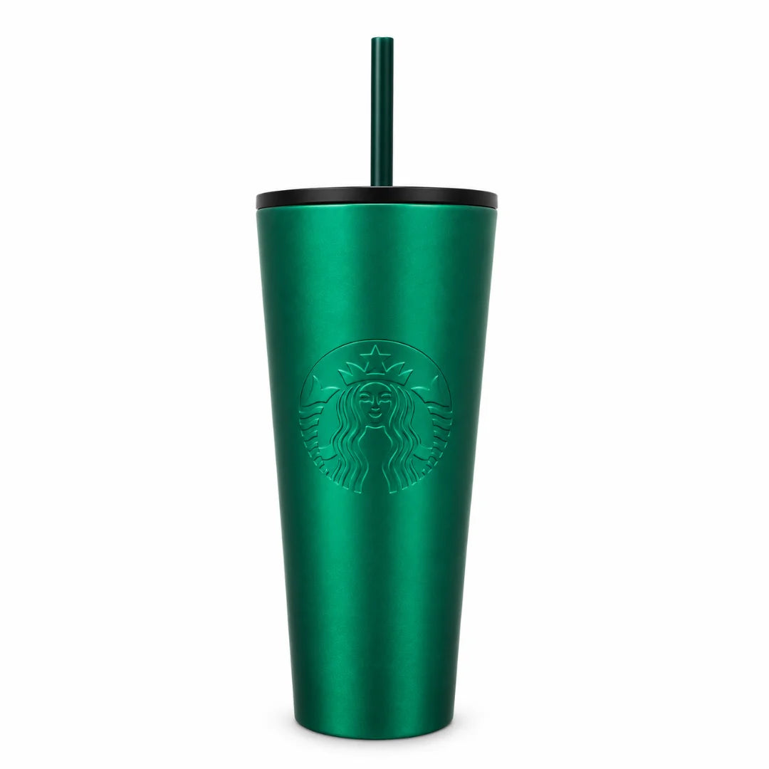 Starbucks Matte Green Stainless Steel Cold Cup with Straw – 24 oz