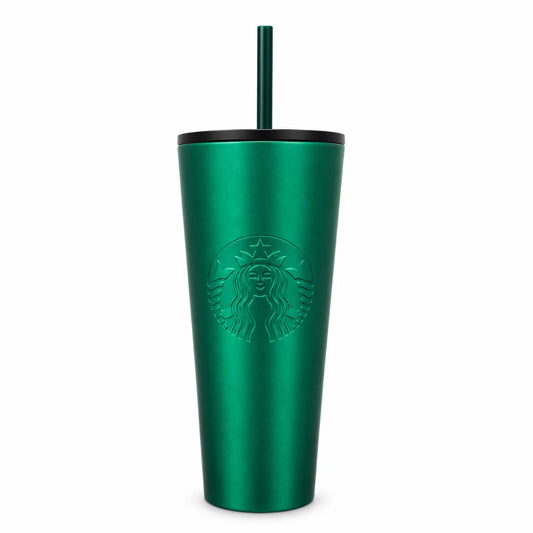 Starbucks Matte Green Stainless Steel Cold Cup with Straw – 24 oz