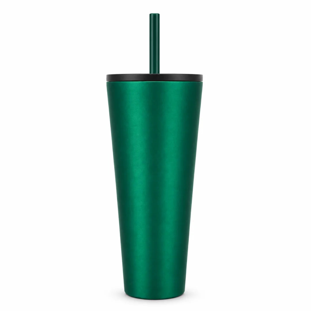 Starbucks Matte Green Stainless Steel Cold Cup with Straw – 24 oz