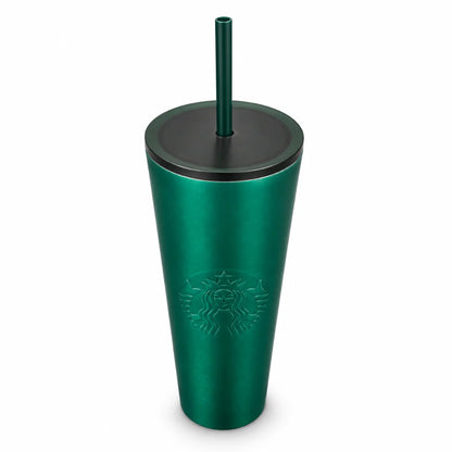 Starbucks Matte Green Stainless Steel Cold Cup with Straw – 24 oz