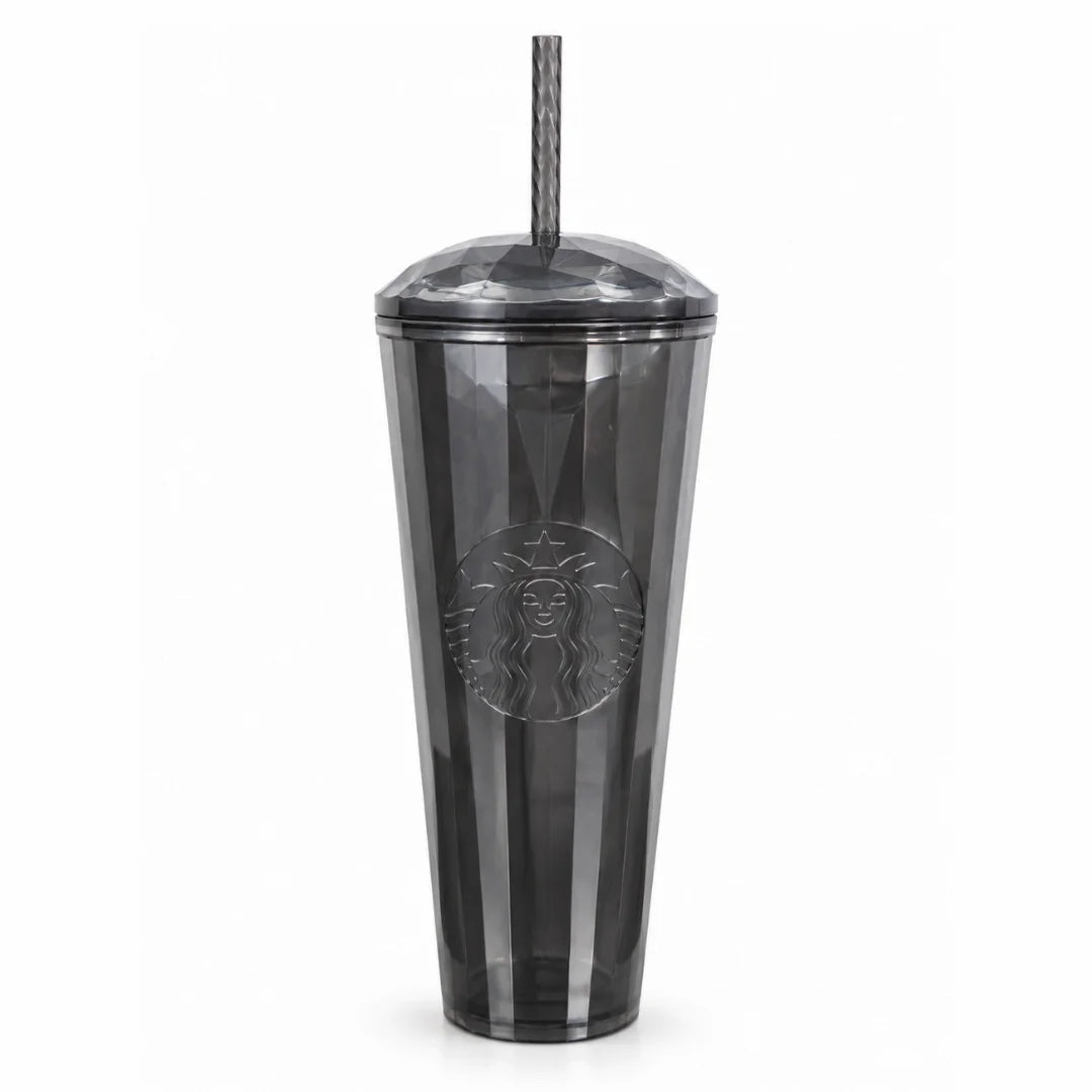 Starbucks Black Faceted Cold Cup with Straw – 24 oz