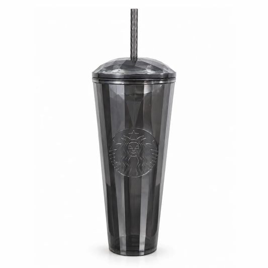 Starbucks Black Faceted Cold Cup with Straw – 24 oz
