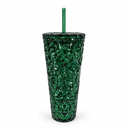 Starbucks Emerald Green Jeweled Faceted Cold Cup with Straw – 24 oz