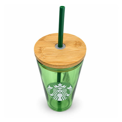Starbucks Matcha Green Glass Cold Cup with Bamboo Lid & Straw – 16 oz