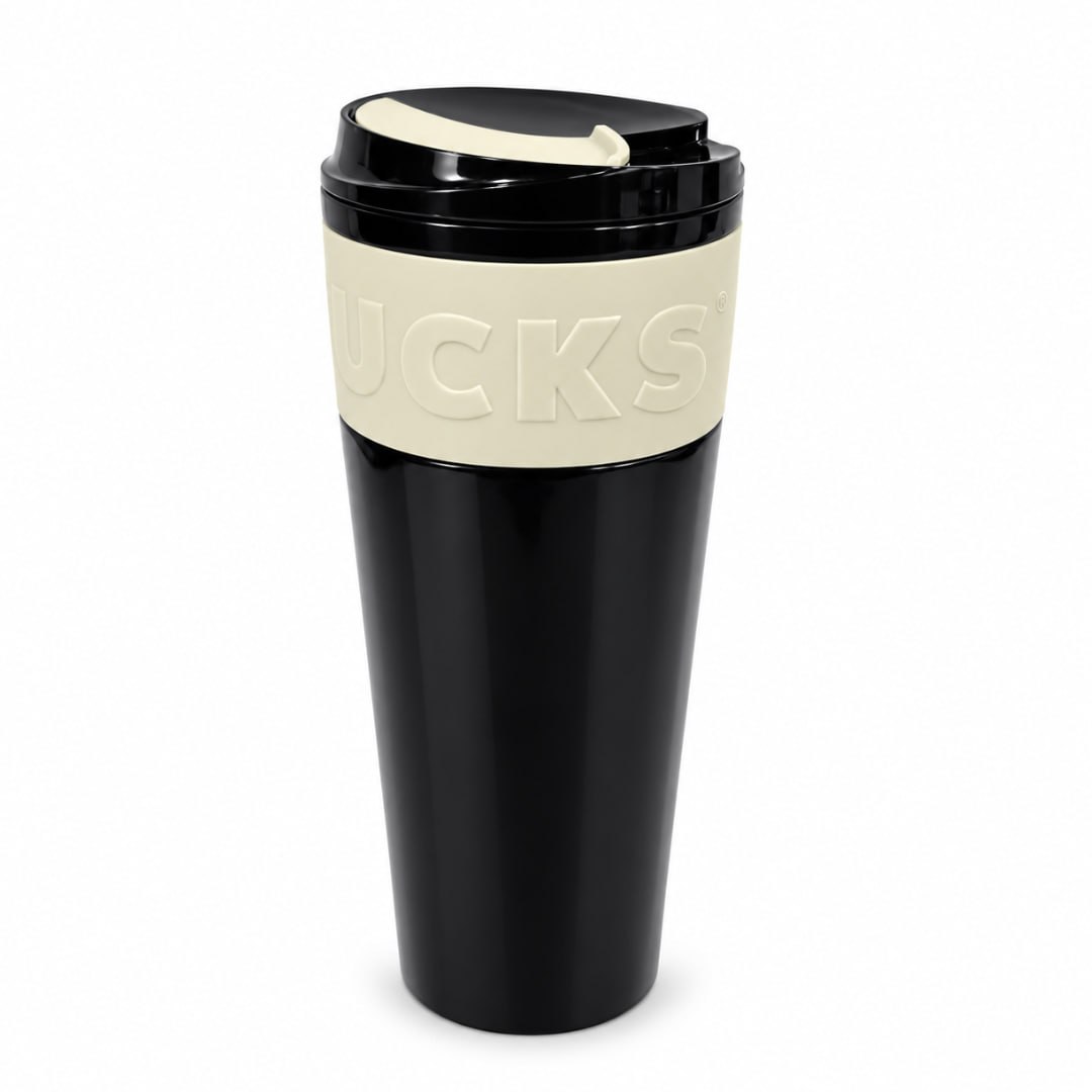 Starbucks Black Stainless Steel Insulated Tumbler with Silicone Grip – 16 oz