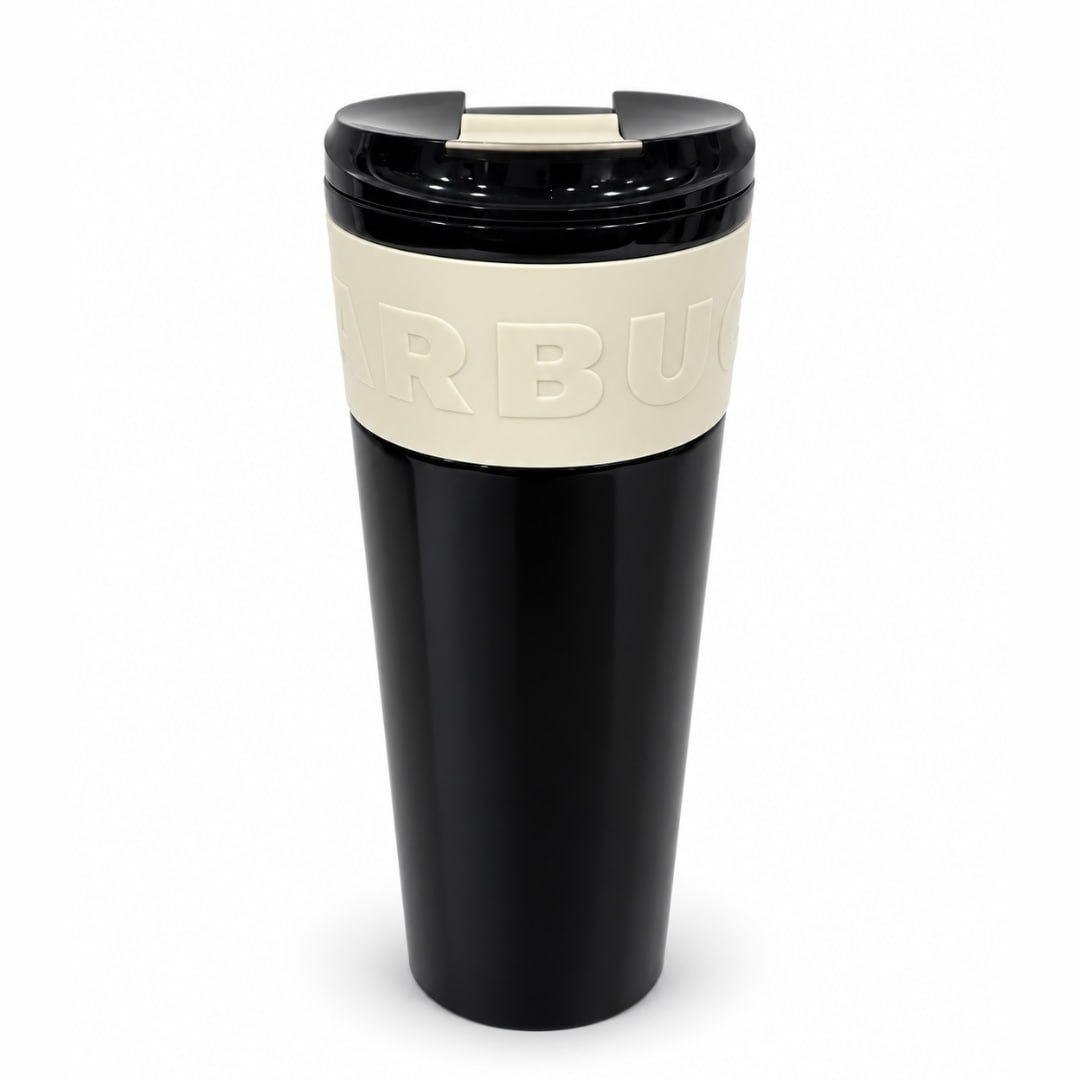 Starbucks Black Stainless Steel Insulated Tumbler with Silicone Grip – 16 oz