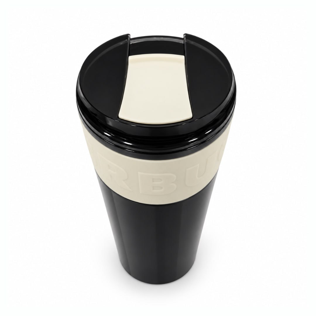 Starbucks Black Stainless Steel Insulated Tumbler with Silicone Grip – 16 oz