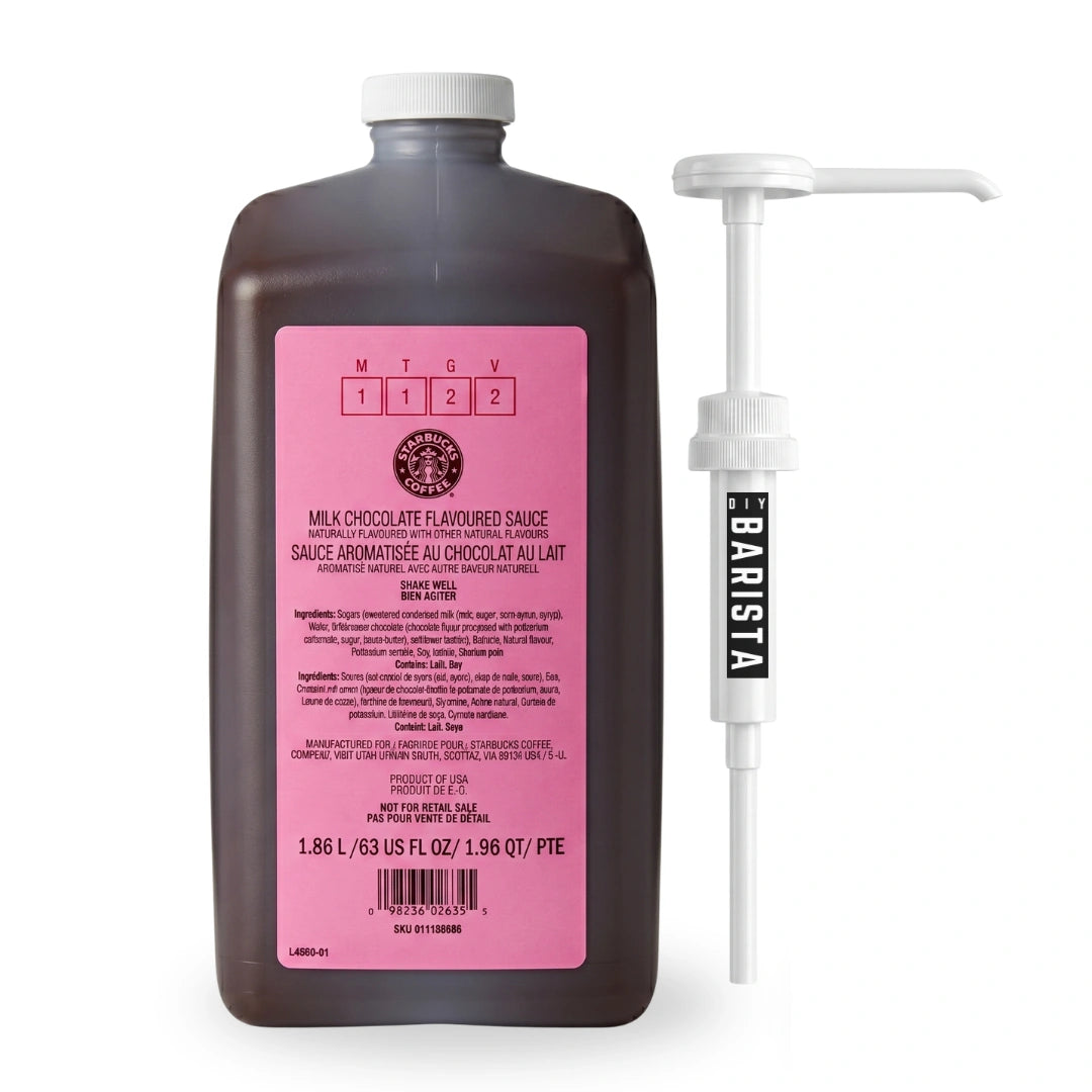 Starbucks Milk Chocolate Flavored Sauce with Pump – 63 fl oz (1.86L)