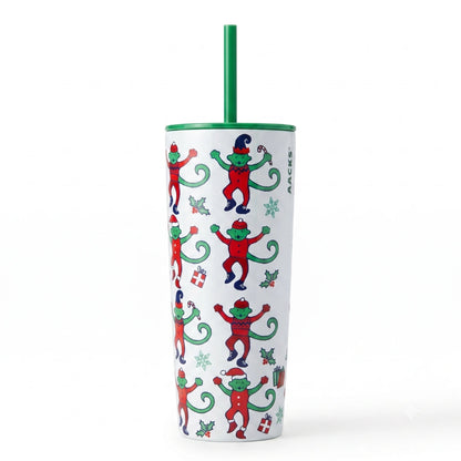 Roller Rabbit + Starbucks Monkey Mas Stainless Steel Cold Cup – 24 Oz Christmas Edition