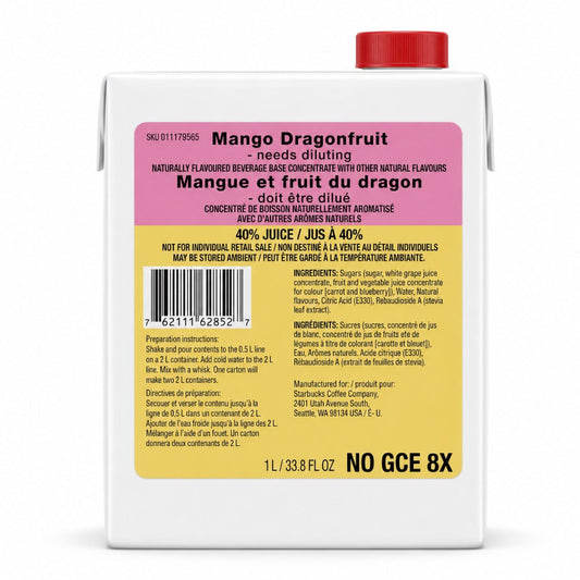 Starbucks Mango Dragonfruit Refreshers Base – 1L NO GCE (8X Concentrate)