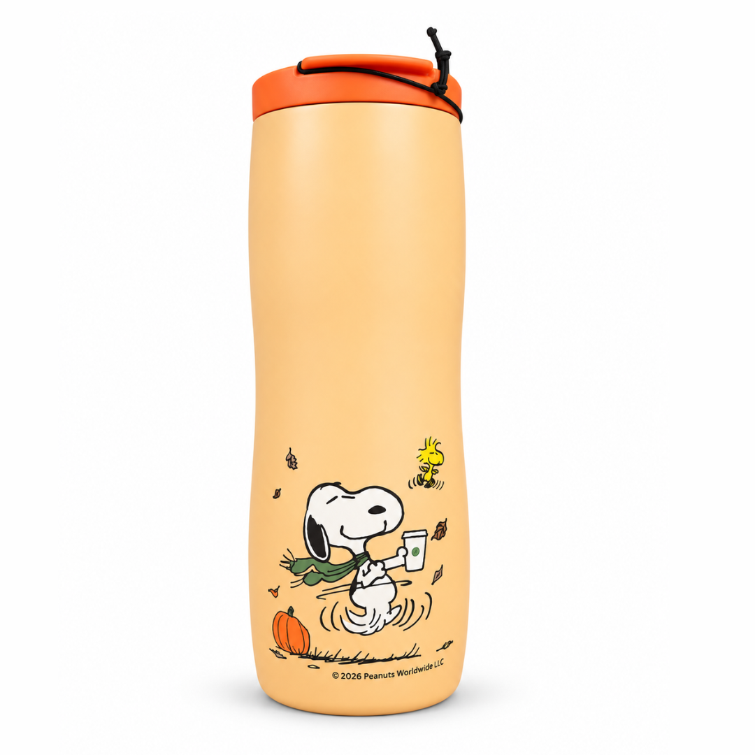 Snoopy Stainless Steel Festive Orange Tumbler – 16 Oz