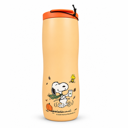 Snoopy Stainless Steel Festive Orange Tumbler – 16 Oz