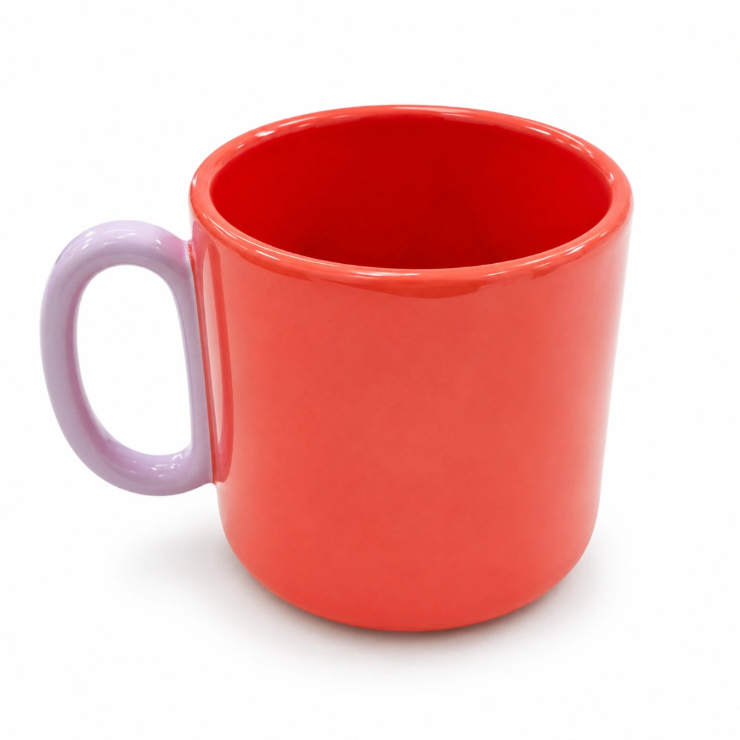 Starbucks Pumpkin Spice Latte Coral Red Ceramic Mug with Lavender Handle – 12 oz
