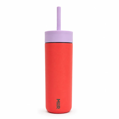 Starbucks x MiiR Pumpkin Spice Latte Coral Red Tumbler with Lavender Lid & Straw – 16 oz