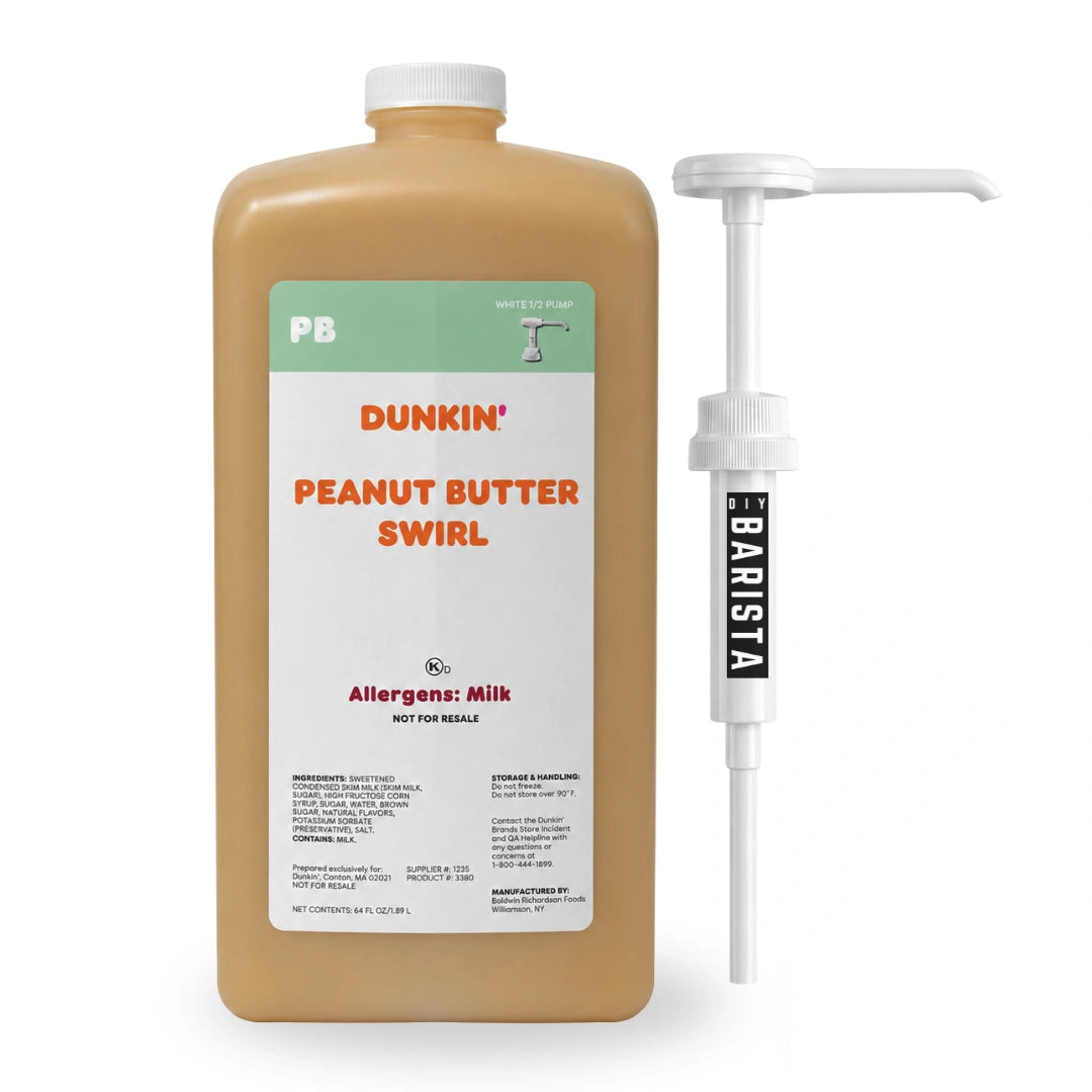Dunkin' Peanut Butter Swirl FRESH + Pump – 64 fl oz (1.89L) Coffee Flavor Swirl