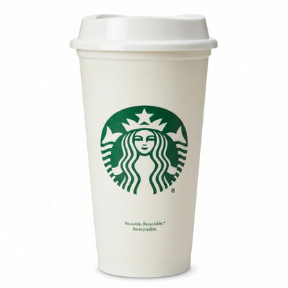 Starbucks Reusable White Coffee Cup with Lid – 16 fl oz Travel Tumbler