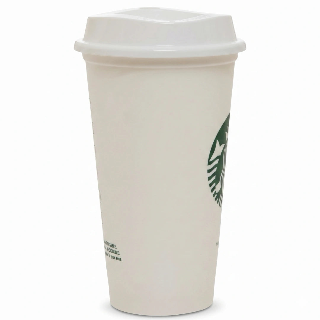 Starbucks Reusable White Coffee Cup with Lid – 16 fl oz Travel Tumbler