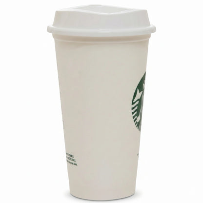 Starbucks Reusable White Coffee Cup with Lid – 16 fl oz Travel Tumbler