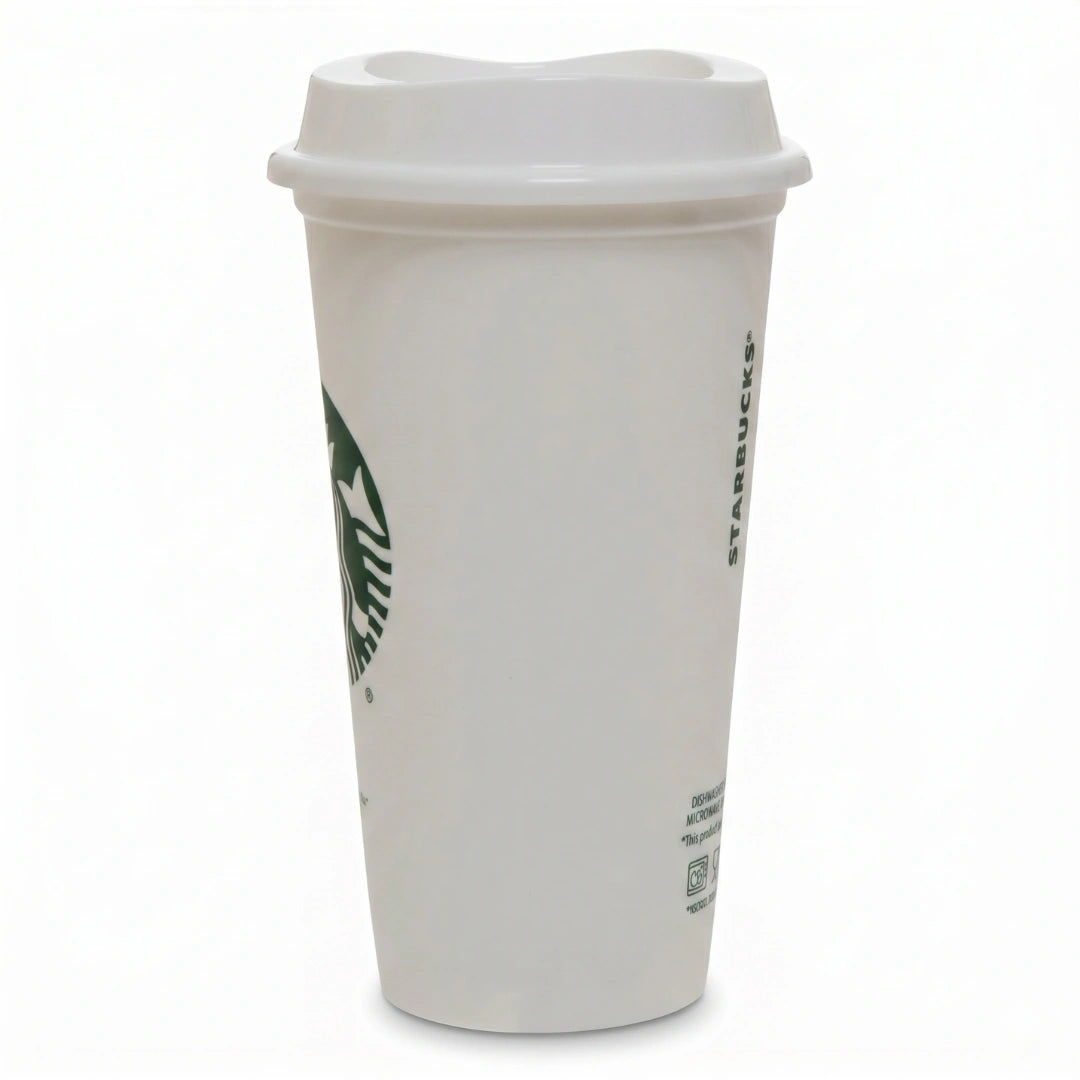 Starbucks Reusable White Coffee Cup with Lid – 16 fl oz Travel Tumbler
