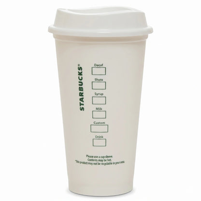 Starbucks Reusable White Coffee Cup with Lid – 16 fl oz Travel Tumbler