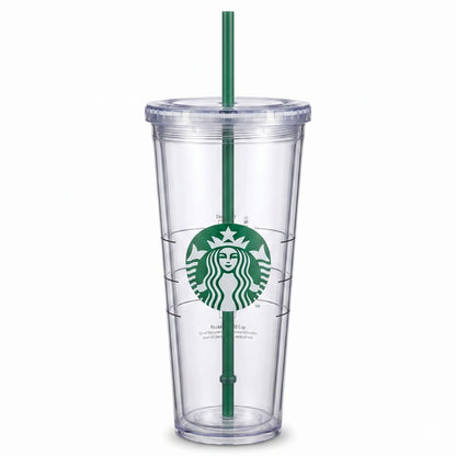 Starbucks Reusable Clear Cold Cup with Green Straw – 24 fl oz Tumbler