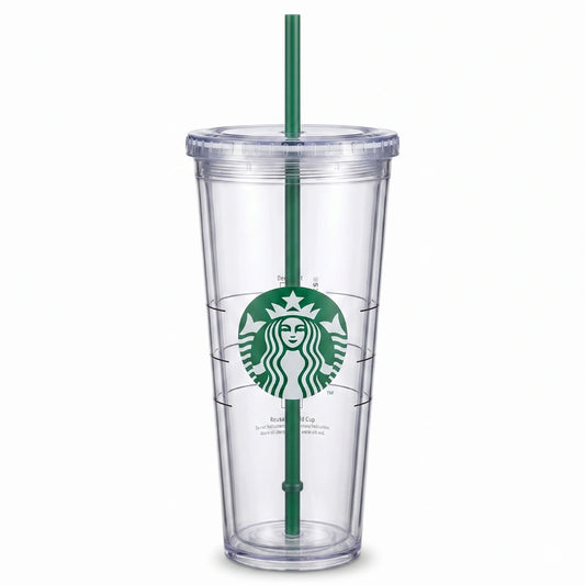 Starbucks Reusable Clear Cold Cup with Green Straw – 24 fl oz Tumbler