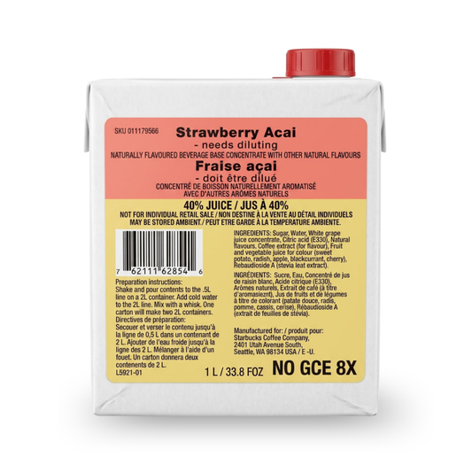 Starbucks Strawberry Açaí Refreshers 8x Concentrate No GCE – 1L (33.8 fl oz)