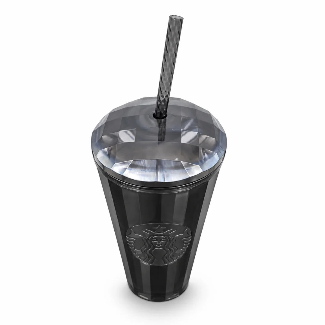 Starbucks Black Faceted Siren Cold Cup with Straw – 16 oz