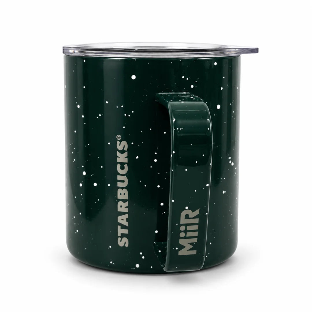 Starbucks x MiiR Dark Green Speckled Stainless Steel Camp Mug with Lid – 12 oz