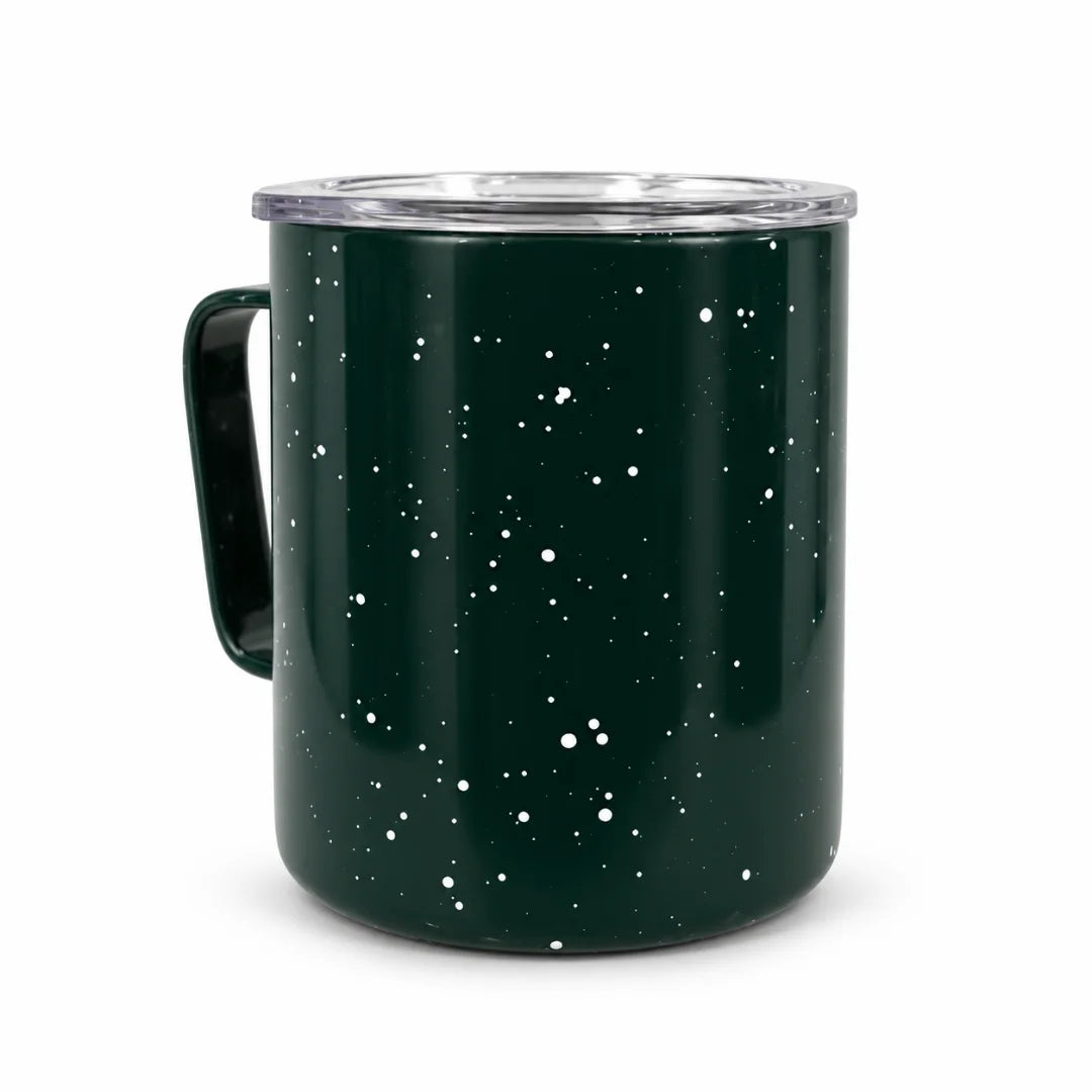 Starbucks x MiiR Dark Green Speckled Stainless Steel Camp Mug with Lid – 12 oz