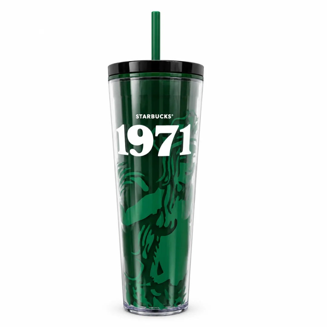 Starbucks 1971 Siren Green Cold Cup with Straw – 24 oz