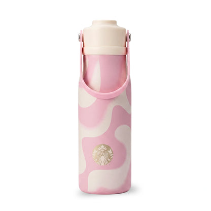 Starbucks 2026 Pink Abstract Stainless Steel Water Bottle with Carry Handle – 20 fl oz