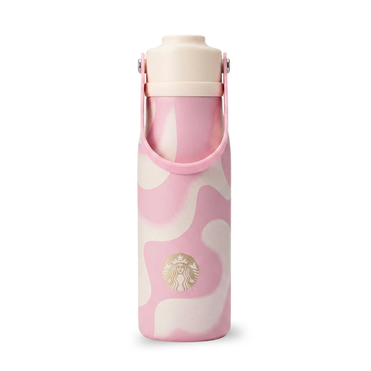 Starbucks 2026 Pink Abstract Stainless Steel Water Bottle with Carry Handle – 20 fl oz