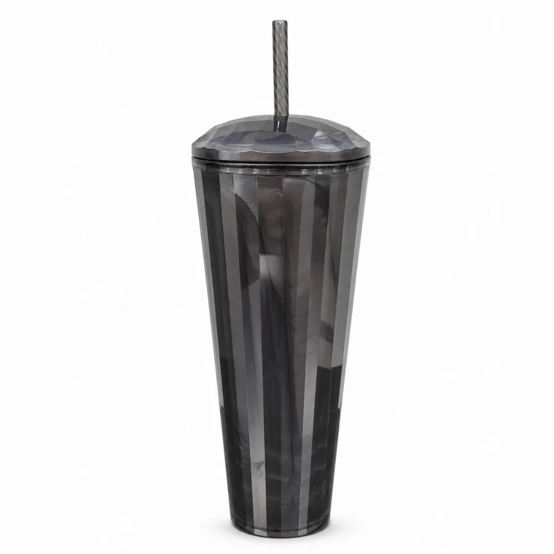 Starbucks Black Faceted Cold Cup with Straw – 24 oz