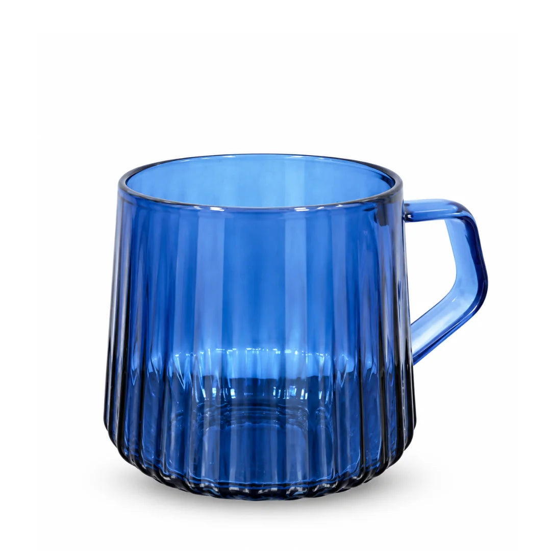 Starbucks Cobalt Blue Ribbed Glass Mug - 16 oz