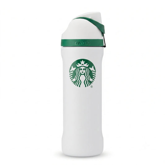 Starbucks x Owala FreeSip Insulated Water Bottle – 24 fl oz White & Green Stainless Steel Tumbler
